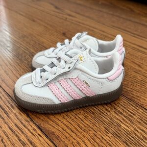 adidas Baby Samba Sneakers in White & Light Pink
